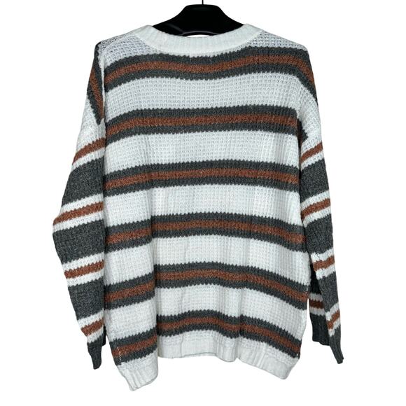 Pink Lily Striped Color Block Pullover Sweater Medium - Picture 2 of 8